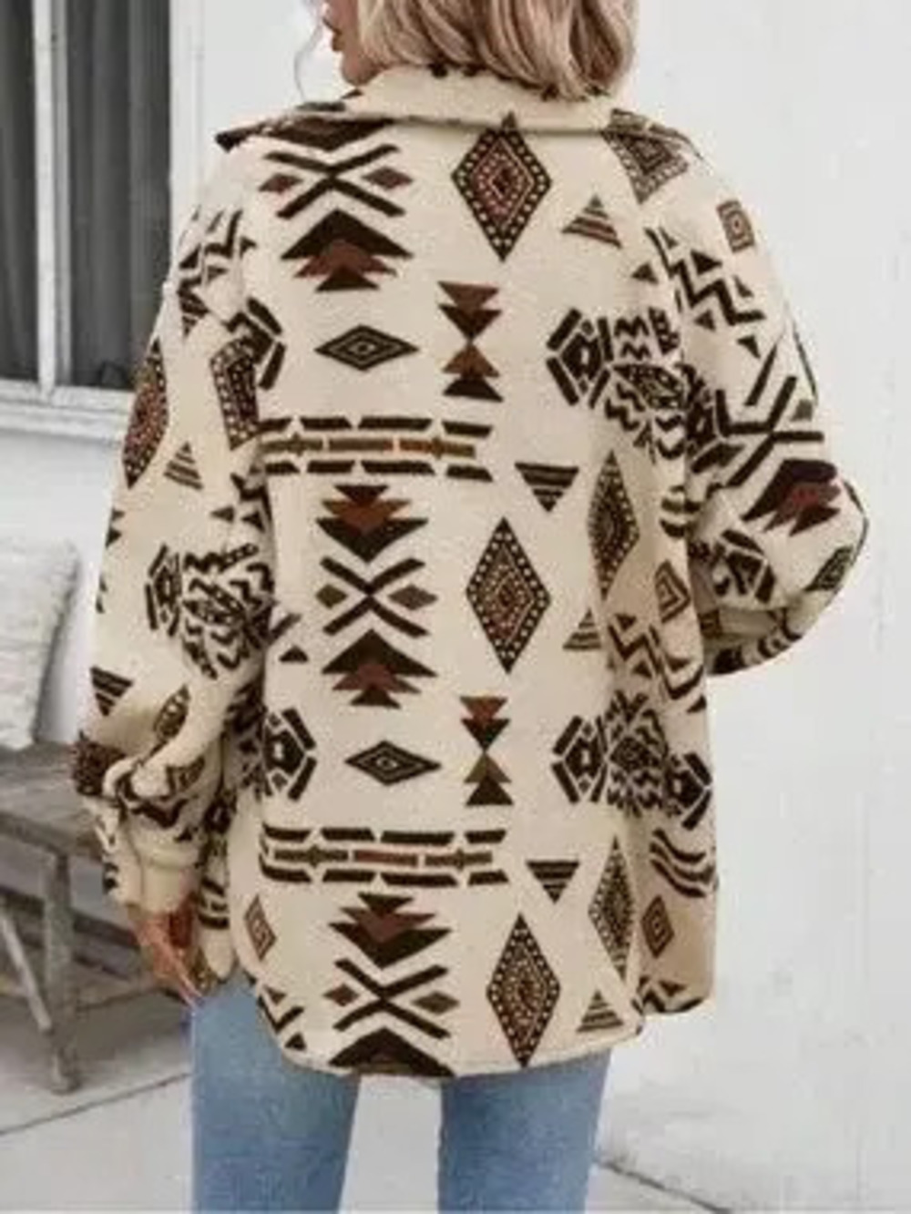 ZARA Geometric Button Up Drop Shoulder Jacket - Picture 3 of 4